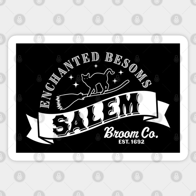 Salem Broom Company Est 1692 Halloween Witch Black Cat Magnet by OrangeMonkeyArt